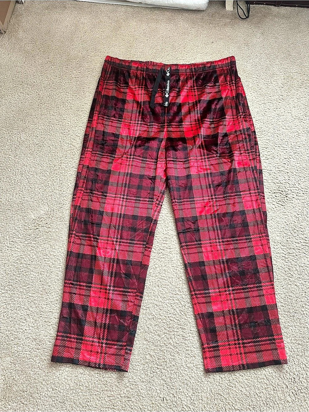 Columbia Plaid Jogger Pants in Red & Black Size XXL